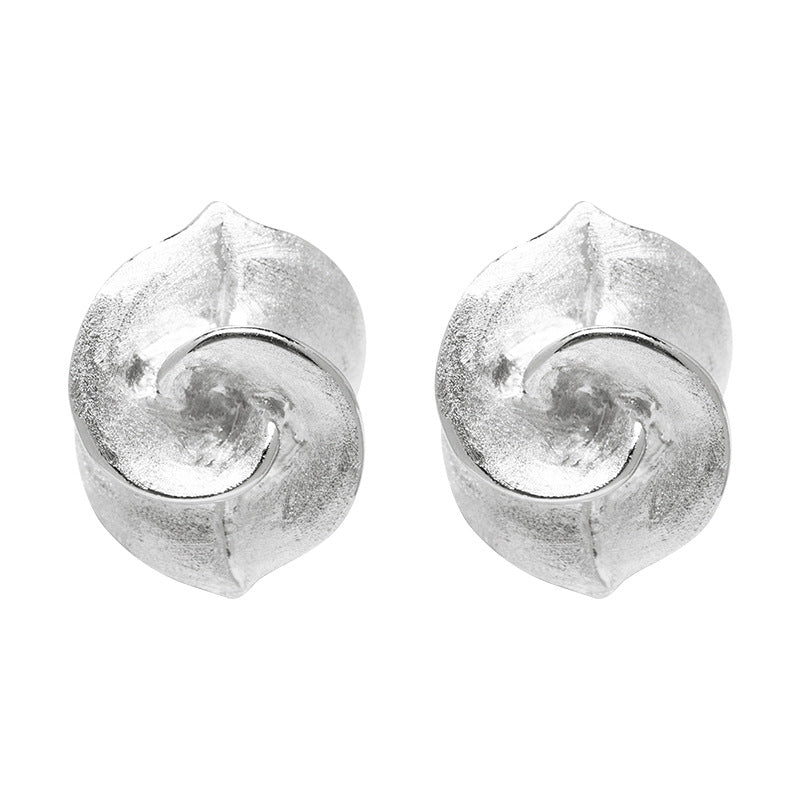Silver Spiral Leaf Stud Earrings – Whisper of the Grove