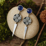 Handcrafted Floral Dangle Earrings with Gemstone and Nature Design