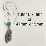 Layered Leaf Drop Earrings with Green Gemstone Nature Design