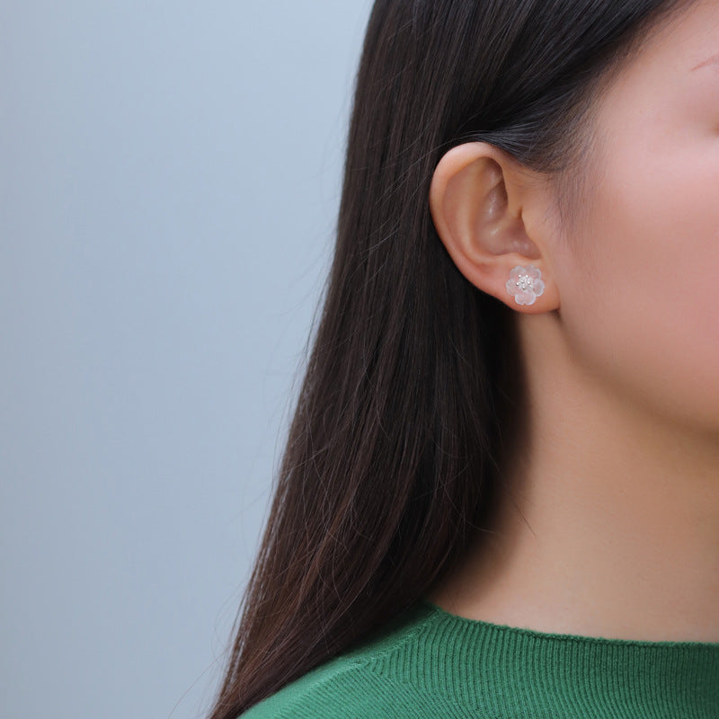 Frosted Plum Blossom Studs for Purity and Inner Strength