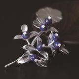 Midnight Berry Brooch – Silver Leaves & Lapis Fruits