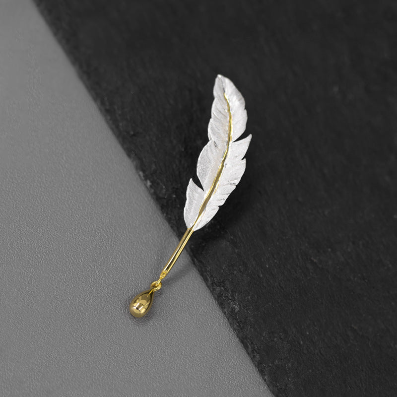 Feather Brooch for Women – Gold & Silver