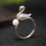 Swan Pearl Ring for Grace, Purity and Feminine Energy