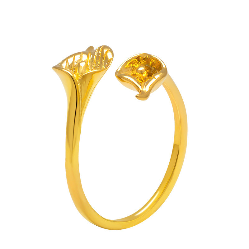 Adjustable Leaf Wrap Ring in Silver or Gold Finish