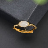 Golden Bamboo Moonstone Ring for Inner Calm & Clarity
