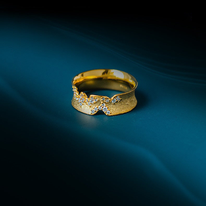 Silver Crystal Ridge Ring for Lunar Strength and Mystery