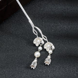 Twin Blossom Hair Stick with Dangling Petal Charms
