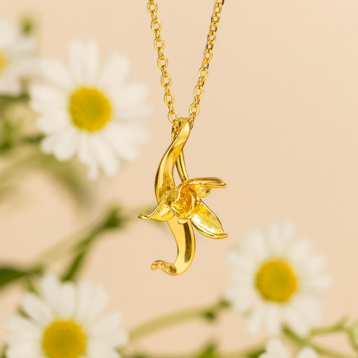 Moonflower Crescent Necklace in Gold and Silver Harmony