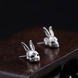 Mystic Bunny Mask Stud Earrings with Ritual Power