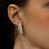 Feather Drop Earrings Gold Silver