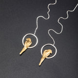 Golden Bird Threader Earrings – Silver Hoop Charm