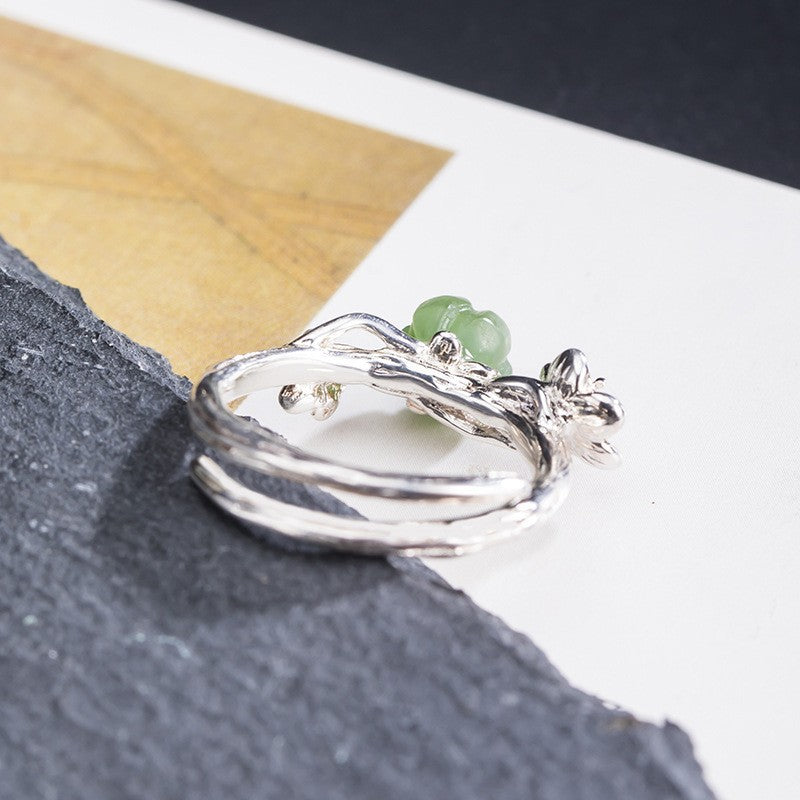 Silver Petal Ring with Golden Stamens for Gentle Energy