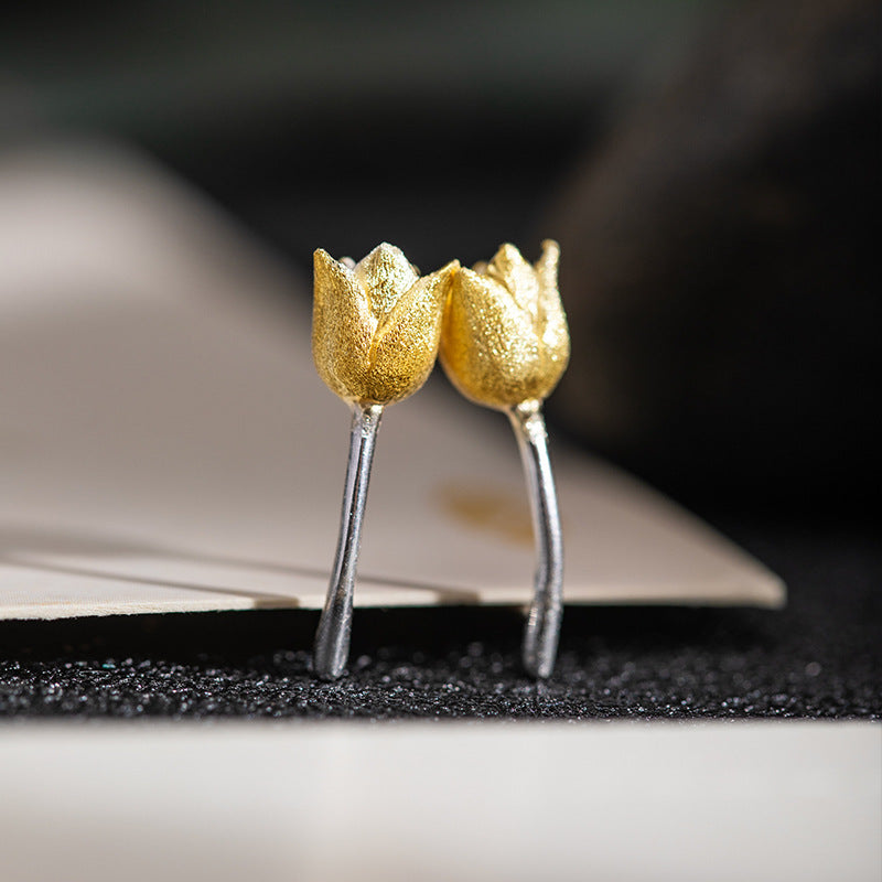 Golden Tulip Bud Earrings for Grace, Growth and Renewal