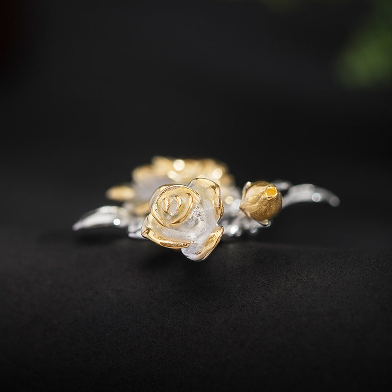 Silver Rose Hair Stick for Goddess Updos