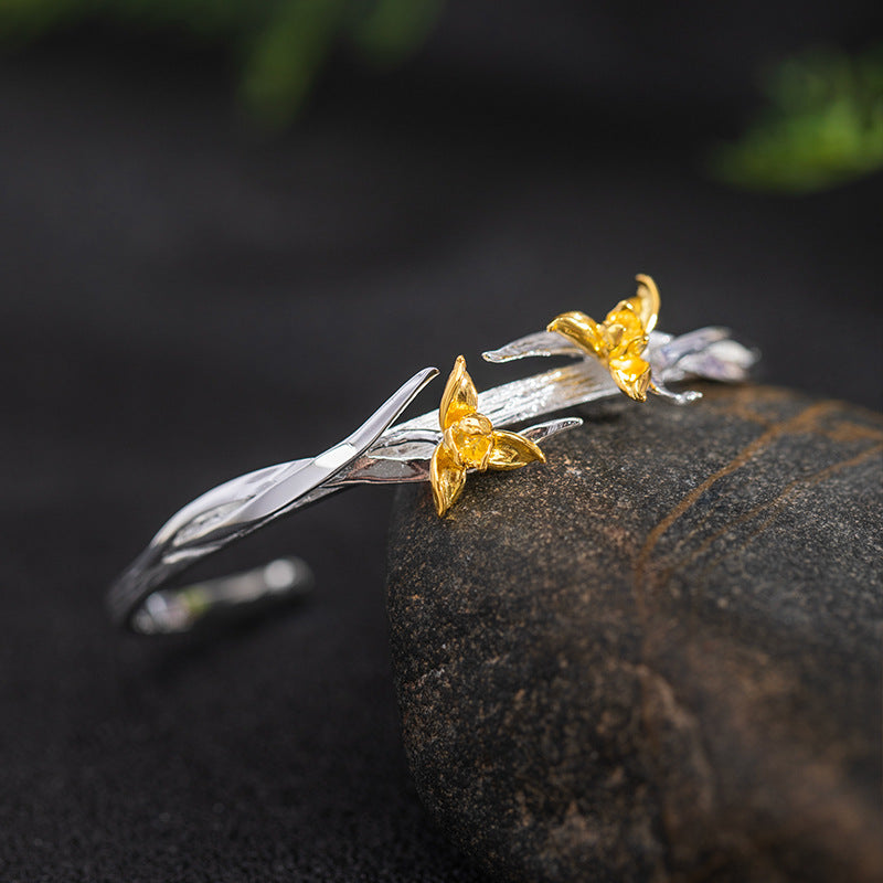 Golden Blossom Vine Bracelet for Sacred Nature Flow