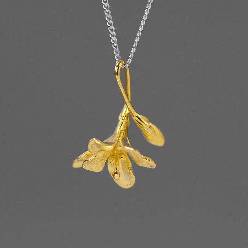Floral Pendant Necklace in Gold and Silver