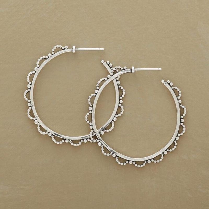 Bohemian Beaded Edge Hoop Earrings with Nature-Inspired Charm