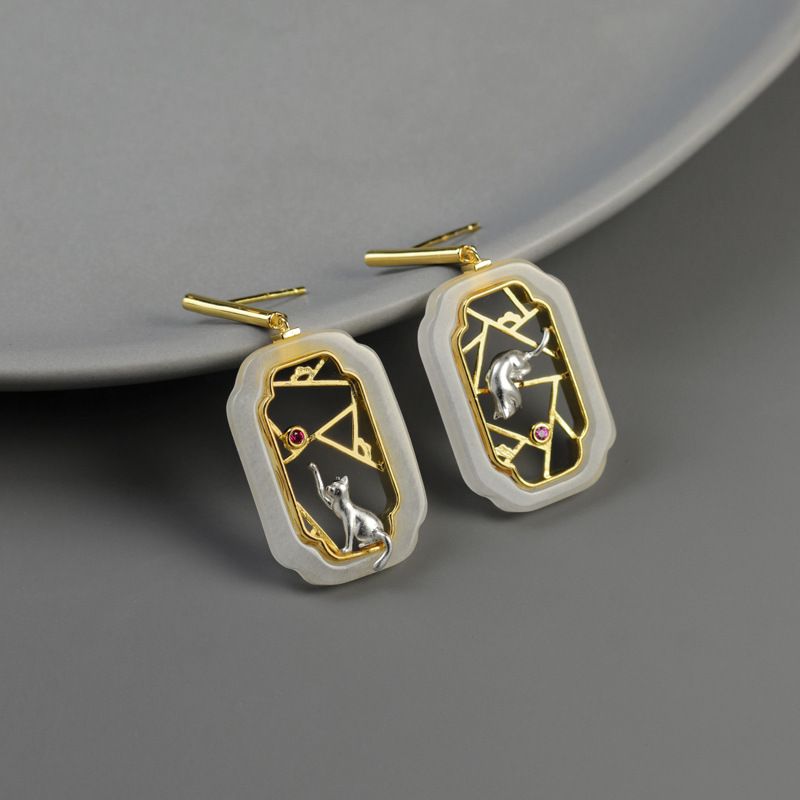 Leaf Drop Earrings Gold Silver Dangle Jewelry