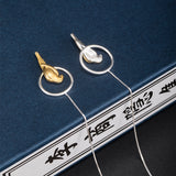 Golden Bird Threader Earrings – Silver Hoop Charm
