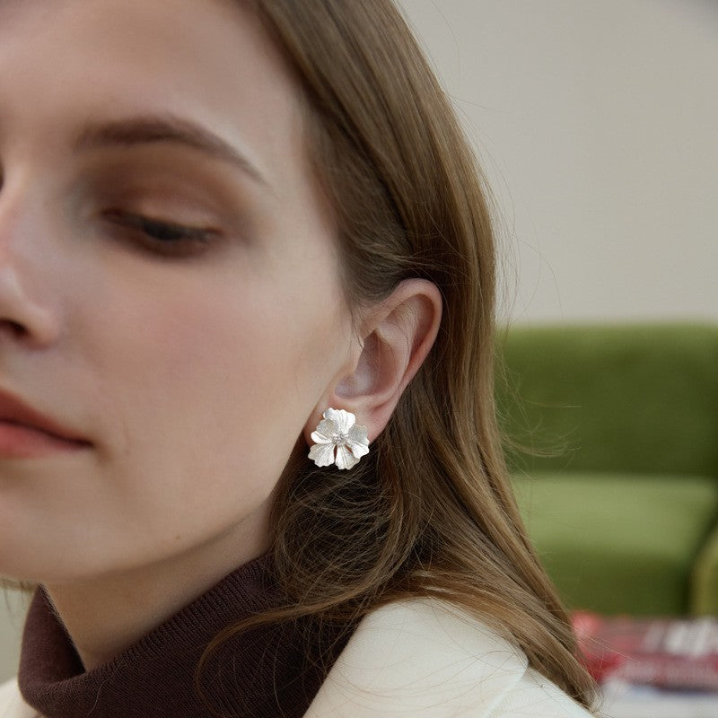 Silver Blossom Stud Earrings for Everyday Goddess Energy