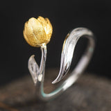 Tulip Bloom Ring – Silver & Gold Nature Spirit