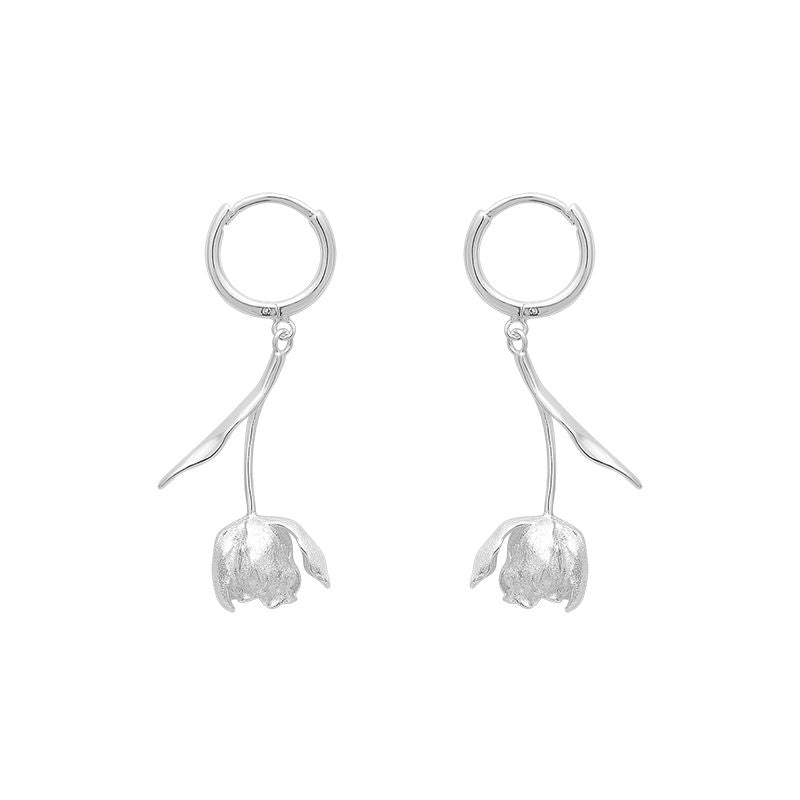 Tulip Drop Earrings in Gold or Silver Tone