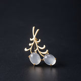 Golden Branch Brooch with Moonstone Energy Drops