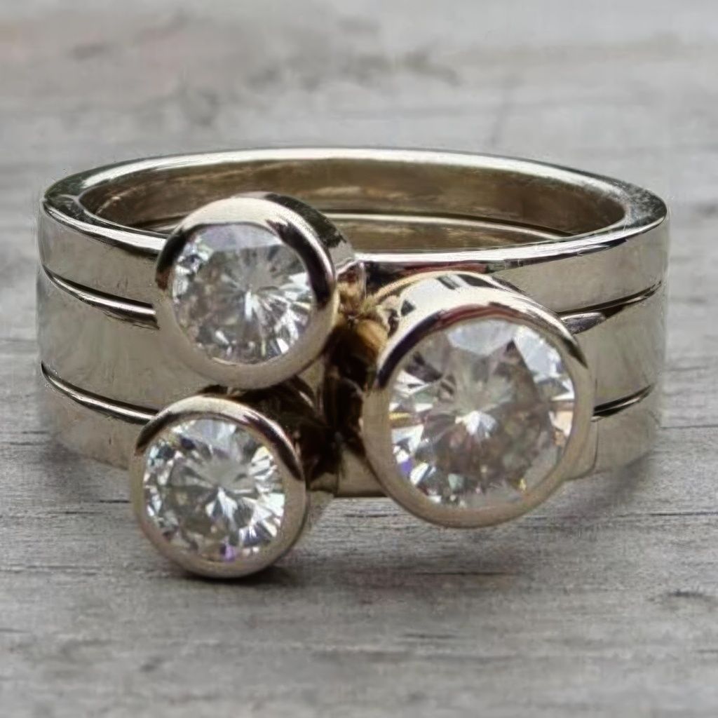 Elegant Triple Diamond Ring with Modern Nature Inspired Design