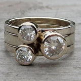 Elegant Triple Diamond Ring with Modern Nature Inspired Design