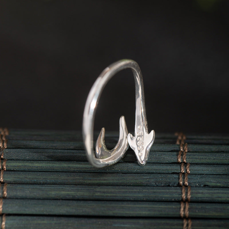 Dual-Tone Leaf Bud Ring – Open Adjustable Nature Jewelry