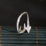 Dual-Tone Leaf Bud Ring – Open Adjustable Nature Jewelry