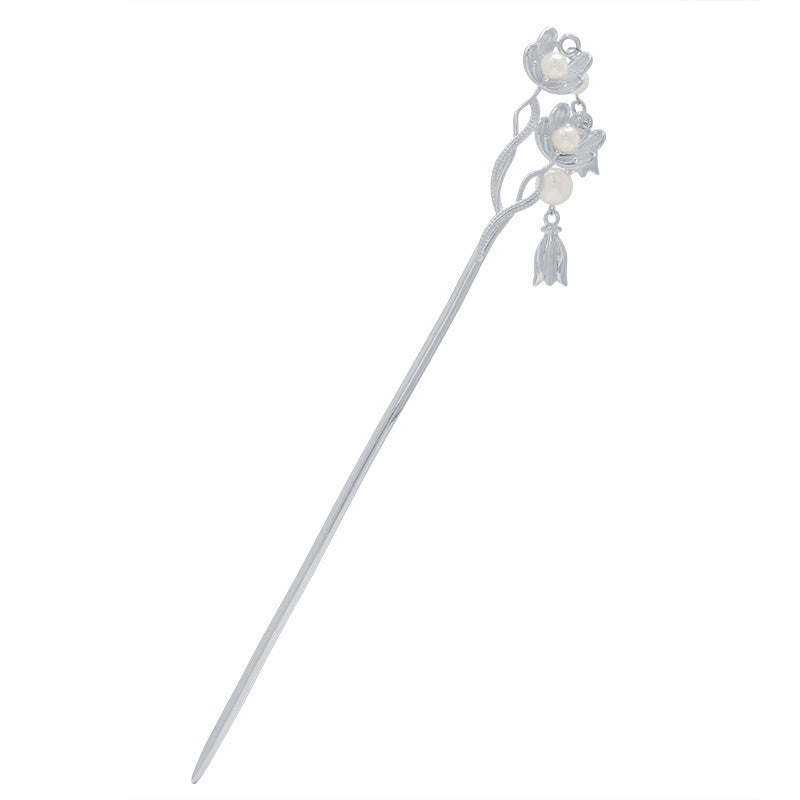 Twin Blossom Hair Stick with Dangling Petal Charms