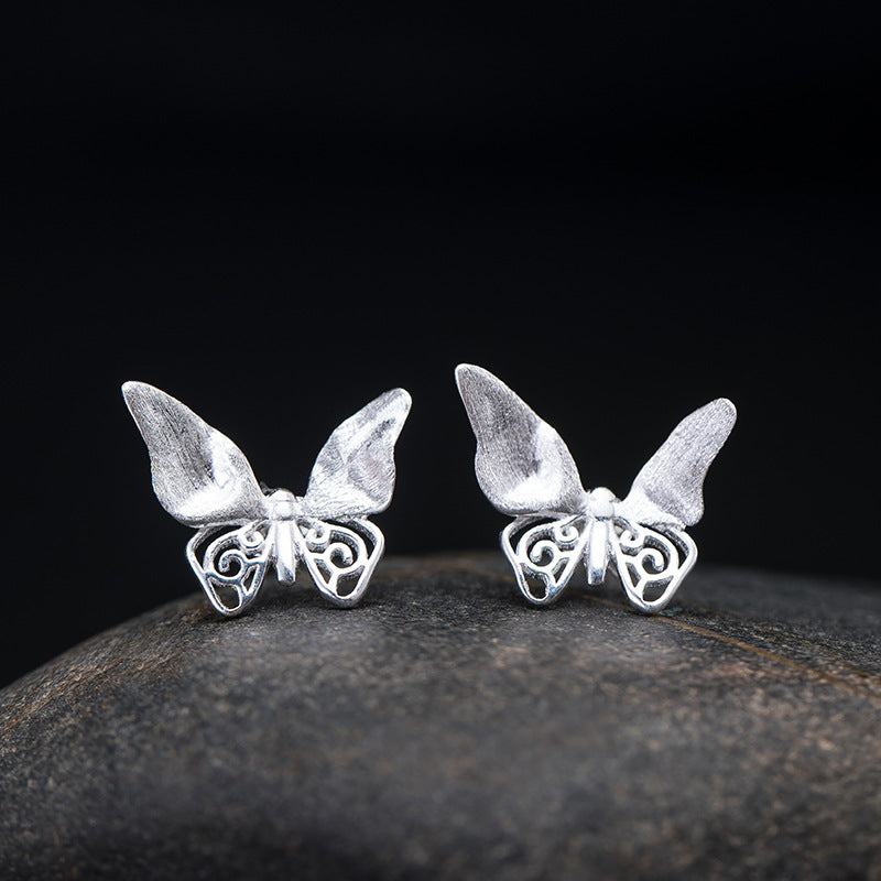 Silver Filigree Butterfly Studs for Transformation and Spirit Flow