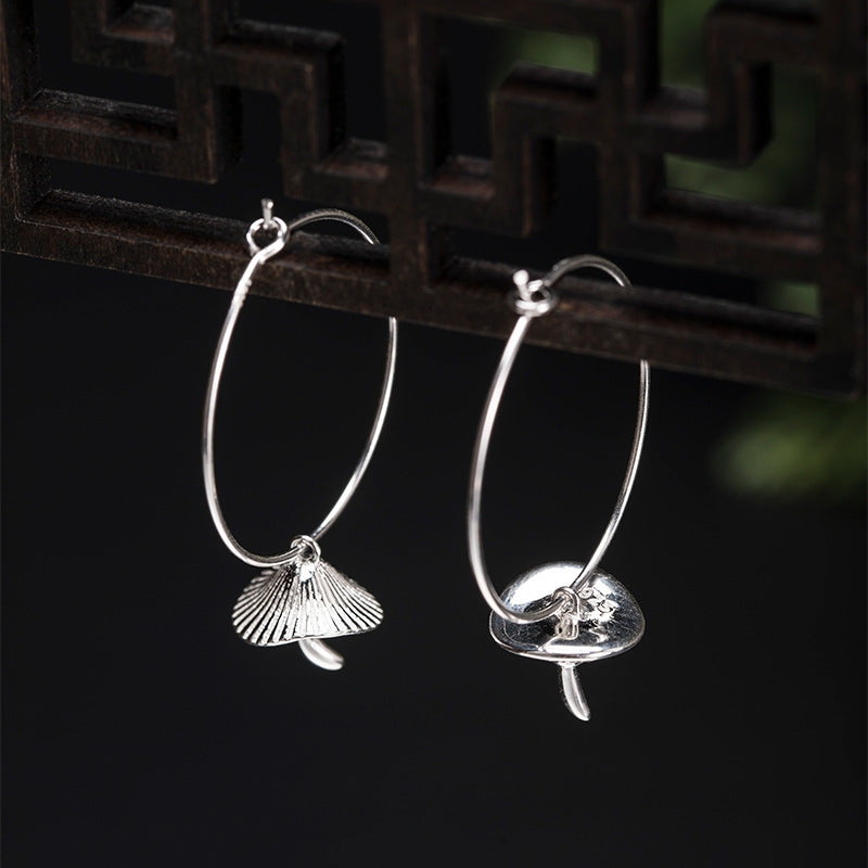 Whimsical Mushroom Hoop Earrings for Forest Spirit Energy