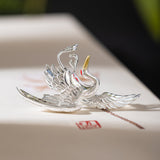 Silver Twin Cranes Brooch of Eternal Grace