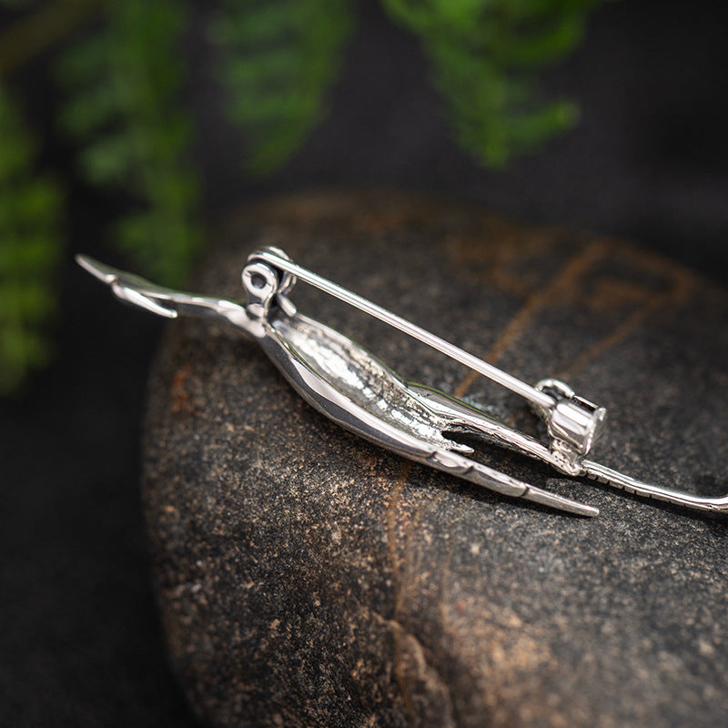 Standing Crane Brooch – Graceful Spirit Animal Bird Pin