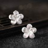 Handmade Silver Flower Stud Earrings – Nature-Inspired Beauty