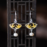 Golden Bamboo Pearl Earrings for Serene Mystic Balance