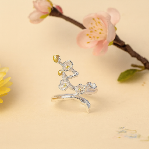 Blossoming Branch Ring with Spring Energy and Nature Magic