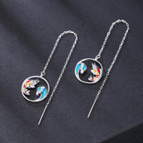 Koi Wave Threader Earrings with Spiritual Flow and Fortune
