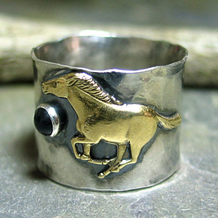 Golden Horse Totem Ring with Western Spirit Power