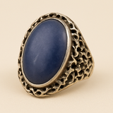 Dragonfly Ring with Blue Gemstone and Textured Band
