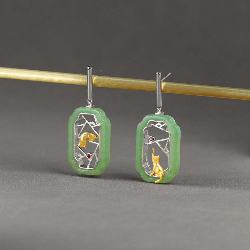 Leaf Drop Earrings Gold Silver Dangle Jewelry