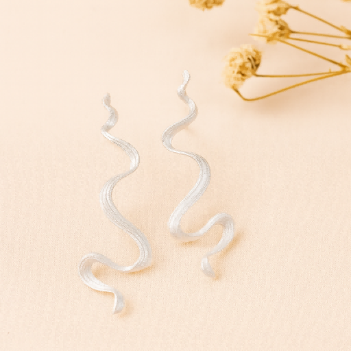 Wavy Silver Drop Earrings with Abstract Snake Energy