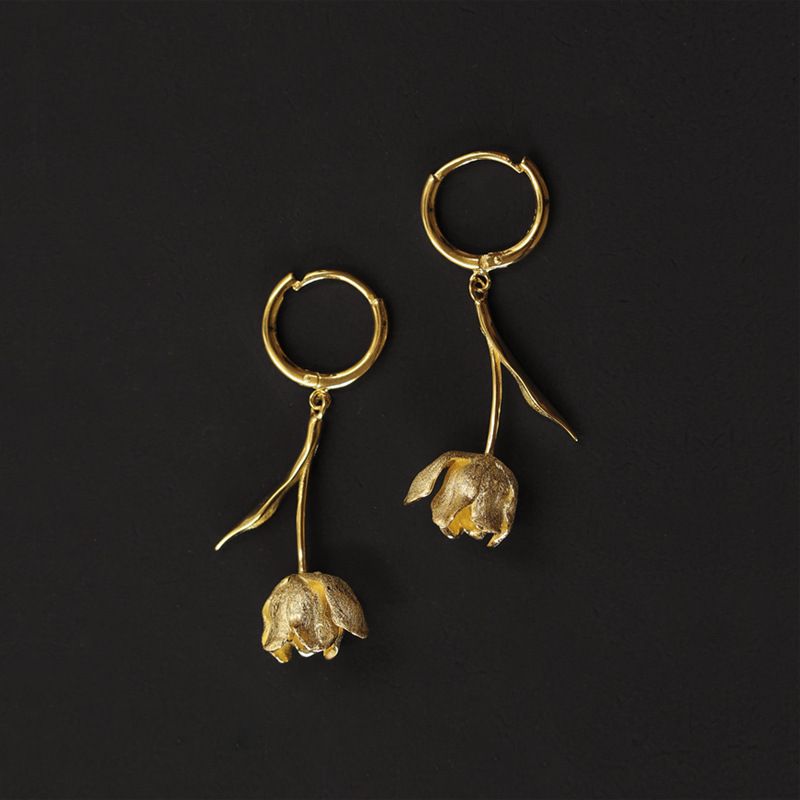 Tulip Drop Earrings in Gold or Silver Tone