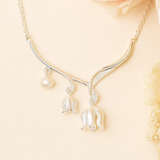 Lily of the Valley Necklace – Silver Pearl Flower Pendant