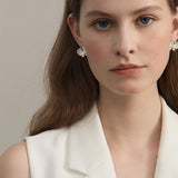 Pearl Orchid Earrings with Gold Flower Design