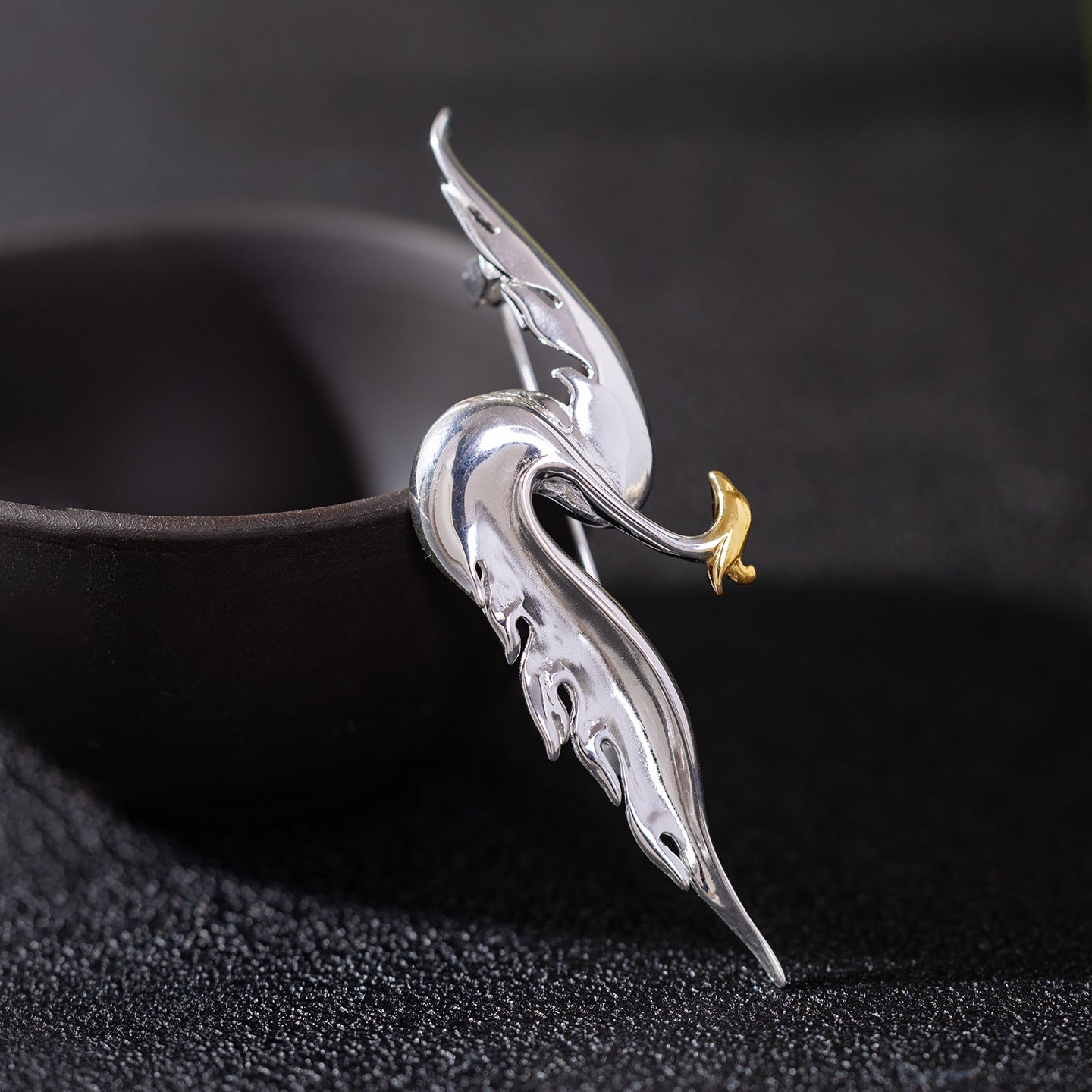 Phoenix Flame Brooch for Rebirth, Power and Divine Grace