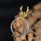 Golden Antler Spirit Ring – Nature's Mystic Guardian