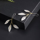 Gold and Silver Leaf Drop Earrings – Nature Branch Design